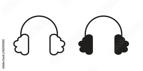 Ear muffs icons, Line vector. solid symbol set