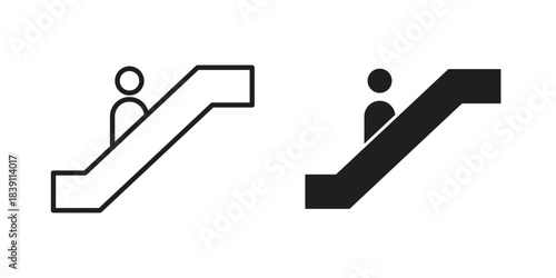 Escalator icons, Line vector. solid symbol set