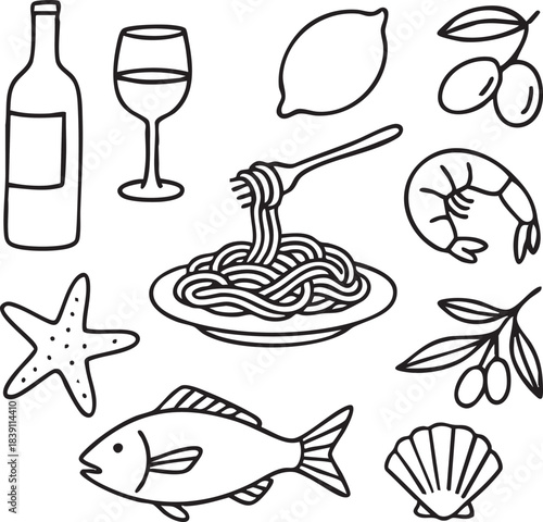 Hand drawn la dolce vita doodles