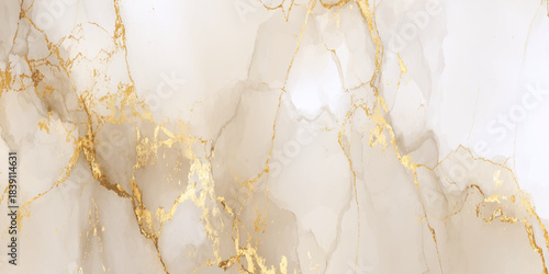 Luxurious polished onyx marble texture with golden veins, creamy white stone surface featuring a creamy white and pale beige background.