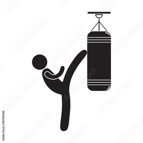 flat icon vector of person doing kick boxing training
