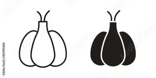 Garlic icons, Line vector. solid symbol set