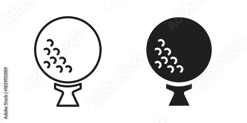 Golf ball icons, Line vector. solid symbol set