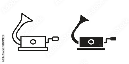 Gramophone icons, Line vector. solid symbol set