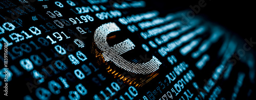 Digital Euro Currency in Futuristic European Technology Concept