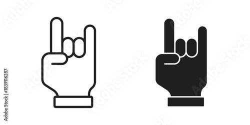 Hand Horns icons, Line vector. solid symbol set