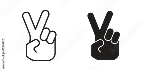 Hand peace icons, Line vector. solid symbol set