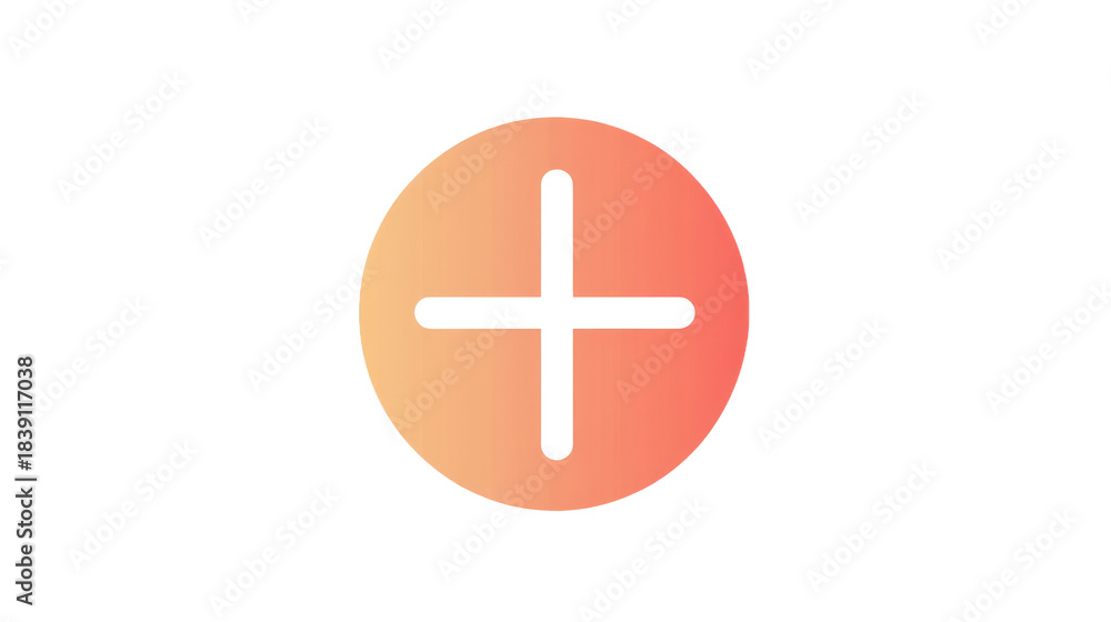 Obraz premium Gradient circle plus symbol isolated on transparent background for design