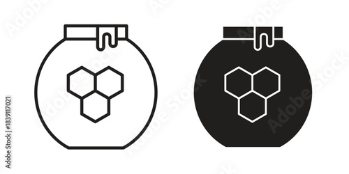 Honey pot icons, Line vector. solid symbol set