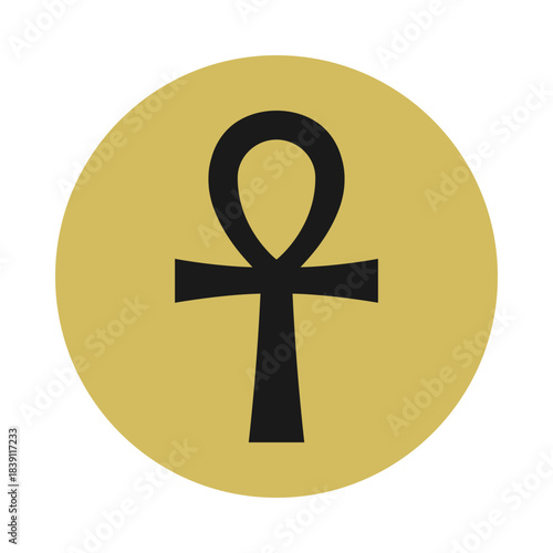 Gold Black Ankh Cross Circle Icon