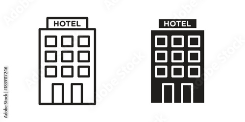 hotel icons, Line vector. solid symbol set
