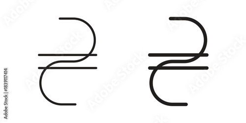 Hryvnia icons, Line vector. solid symbol set