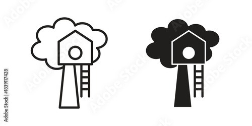 House tree icons, Line vector. solid symbol set
