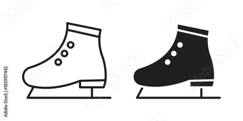 Ice skate icons, Line vector. solid symbol set