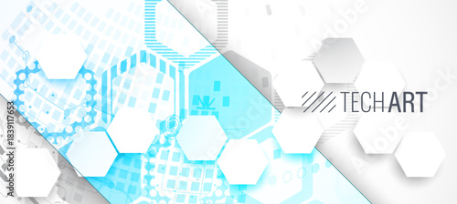 Abstract communication technology design background with highlighted blue sector.