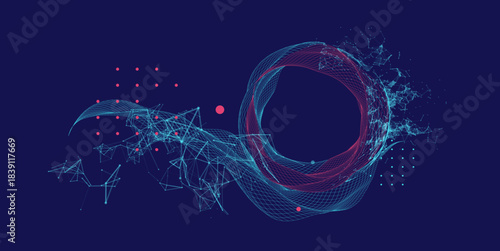 Abstract wireframe background. Modern science art elements.