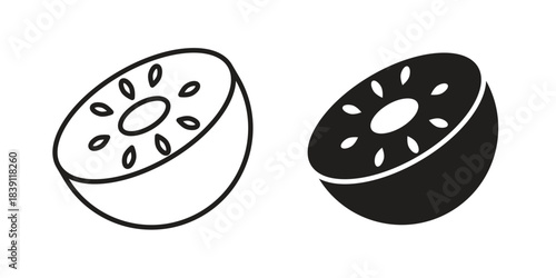 Kiwi icons, Line vector. solid symbol set