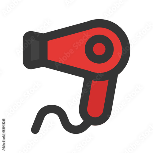 hair dryer flat line icon