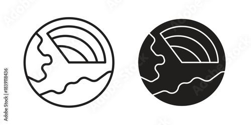 Land layers icons, Line vector. solid symbol set