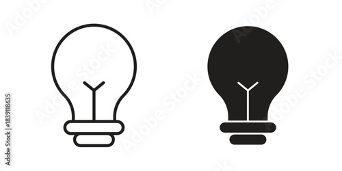 Light bulb icons, Line vector. solid symbol set