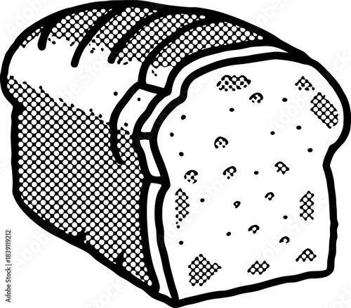 Sliced loaf of bread illustration vintage hand drawn bakery food icon, isolated rustic sketch