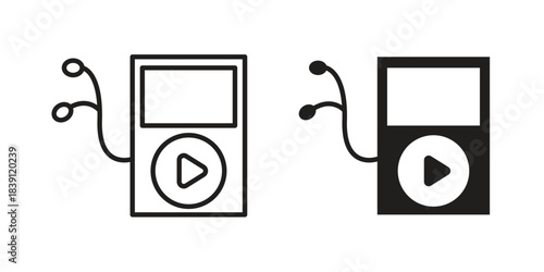 Mp3 Player icons, Line vector. solid symbol set