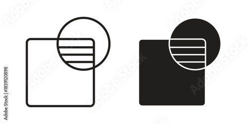 Object intersect icons, Line vector. solid symbol set