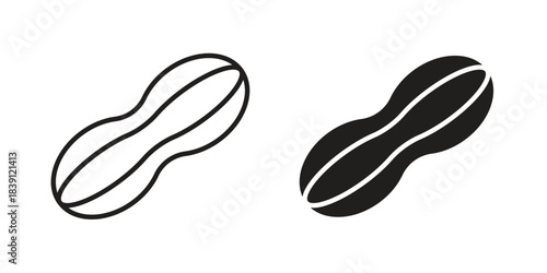 Peanut icons, Line vector. solid symbol set