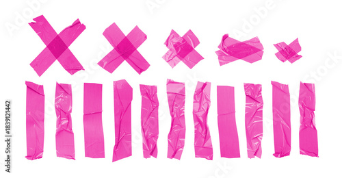 Brown scotch tape set, adhesive tape pieces isolated