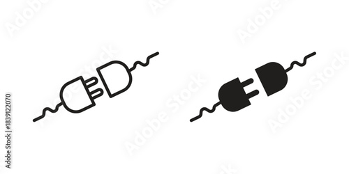 Plug connection icons, Line vector. solid symbol set