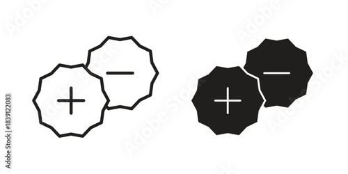 Plus minus icons, Line vector. solid symbol set