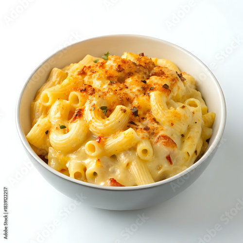 mac and cheese, white background