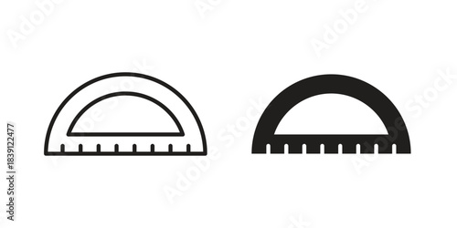 Protractor icons, Line vector. solid symbol set