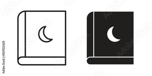 Quran book icons, Line vector. solid symbol set