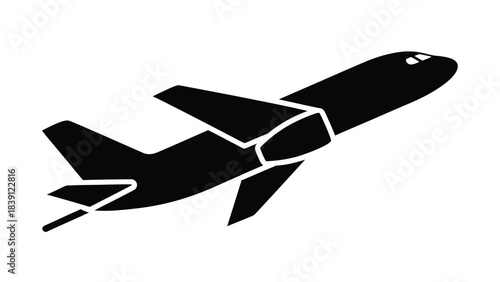 Black silhouette of an airplane taking off aircraft