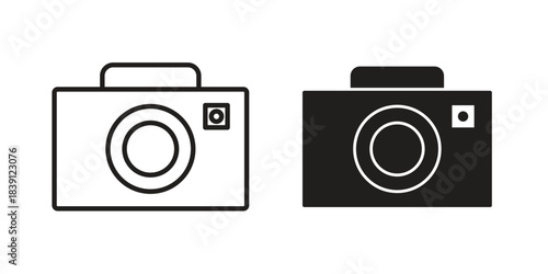 Retro camera icons, Line vector. solid symbol set