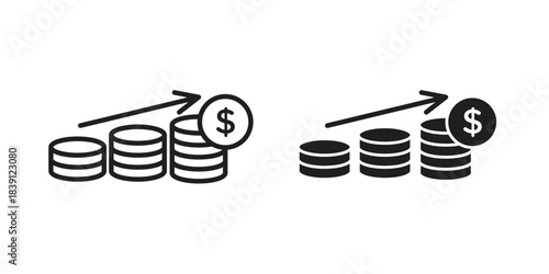 Revenue icons, Line vector. solid symbol set
