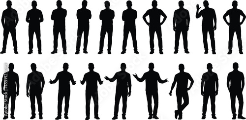 Massive Vector Set of Diverse People Jumping, Dancing, Ballroom Silhouettes, and Men's Modern Fashion/Business Poses, Illustrating Joy and Style.