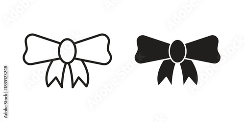 Ribbon icons, Line vector. solid symbol set