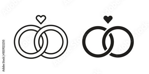 Ring icons, Line vector. solid symbol set