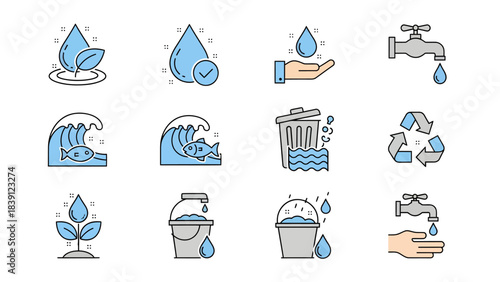 Water symbol icon set in a simple vector design