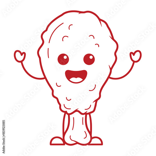 Cartoon Fried Chicken Leg Character with Happy Face fried chicken, chicken leg