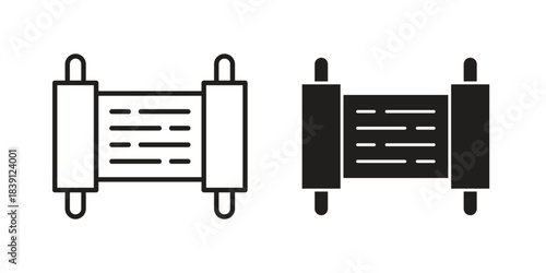 Scroll Torah icons, Line vector. solid symbol set