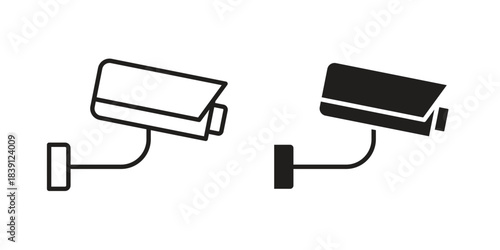 Security camera icons, Line vector. solid symbol set