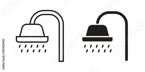 Shower down icons, Line vector. solid symbol set