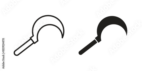 Sickle icons, Line vector. solid symbol set