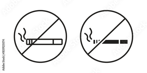 Smoking ban icons, Line vector. solid symbol set