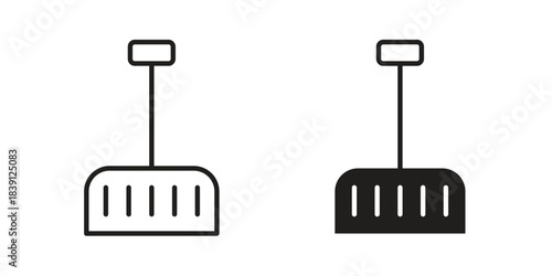 Snow shovel icons, Line vector. solid symbol set