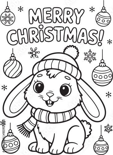 Wallpaper Mural christmas coloring page, kids art, line art, cartoon, outline, black and white, coloring sheet new year card with santa claus Torontodigital.ca