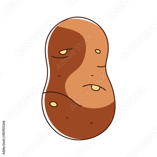 Cartoon potato with sad face and brown skin vegetable